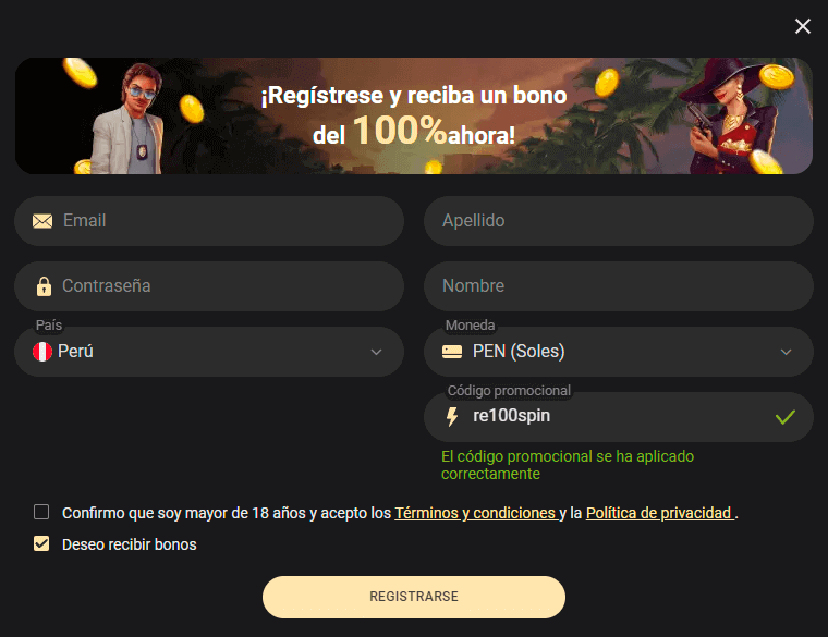 Ρrοсеѕο dе rеgіѕtrο еn 1хЅlοtѕ Саѕіnο